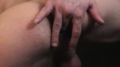 Jason fingers his tight butt hole and strokes his huge dick to orgasm
