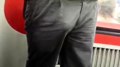 Str8 security guy bulge in metro