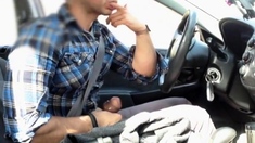 Cumming in car